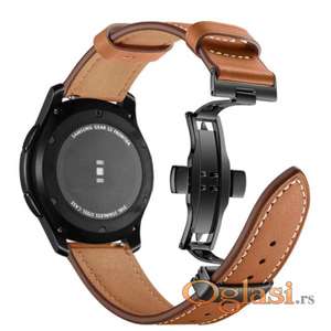 Braon kozni kais sa crnom leptir kopcom 22mm Samsung,Huawei watch